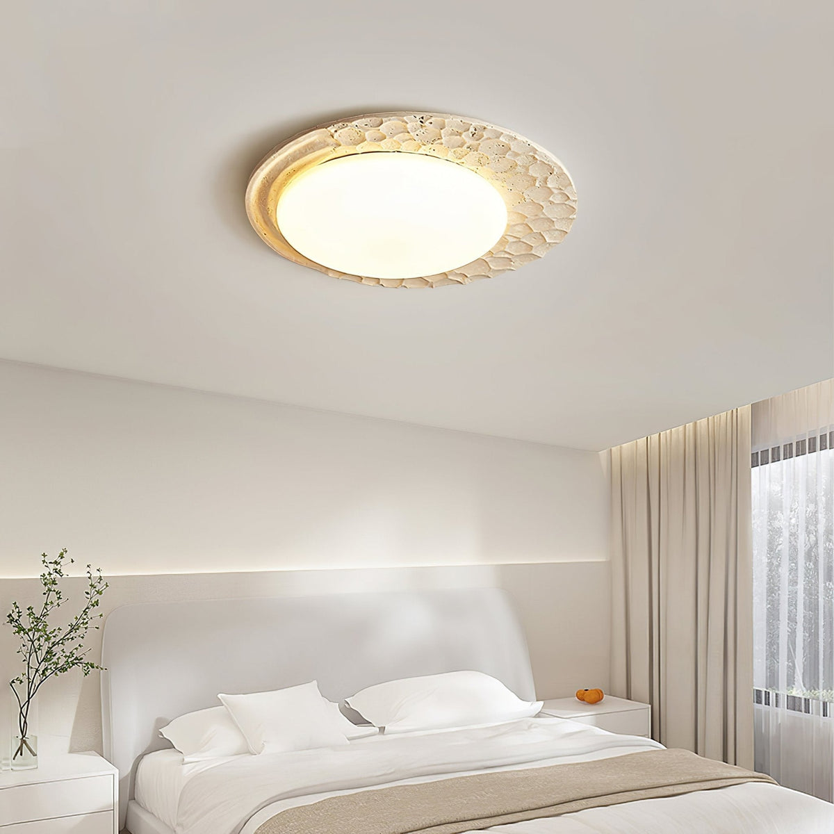 Ivsoris plafondlamp met textuur van geel travertin
