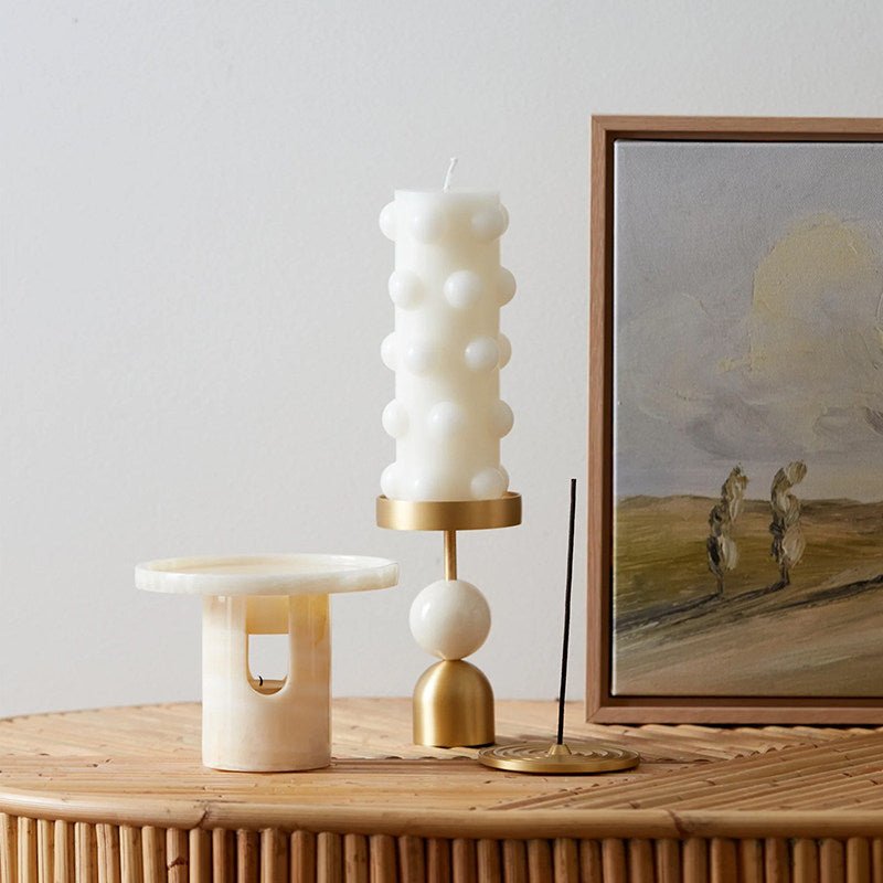 Fuldo Verdant Sphere Candle Holder Geborsteld messing Accent Mid-century Interieur