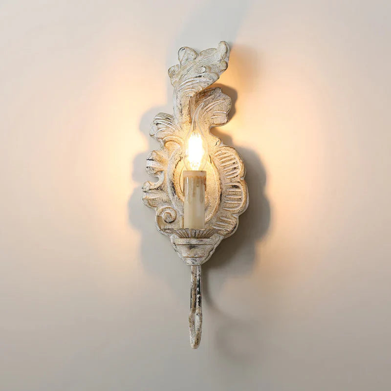 Alessio Vintage Metaal Hout Oud Wit Grijs Goud Wandlamp Eetkamer