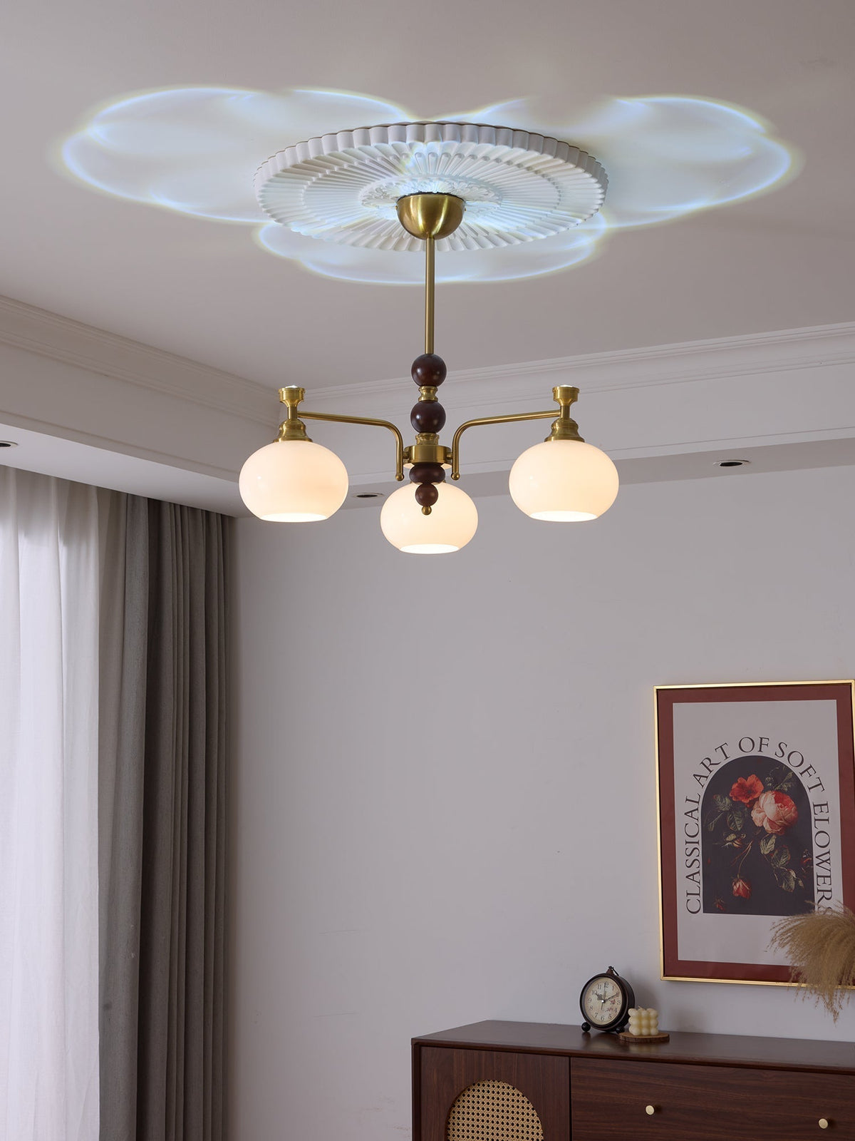 Aursolos Traditionele Elegantie Houten glas Kroonluchter