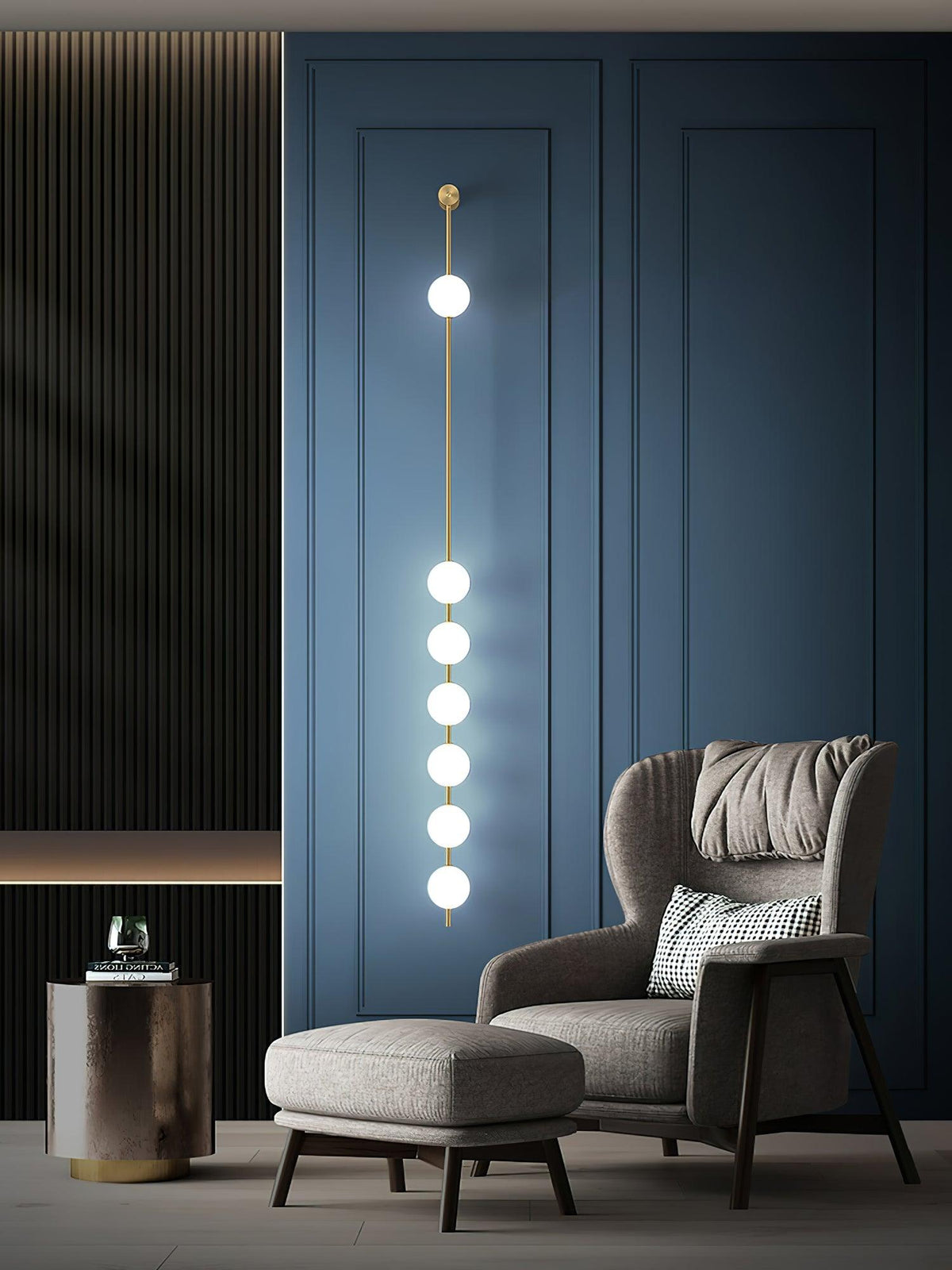 Soloiella wandlamp met verticale bollen van messing