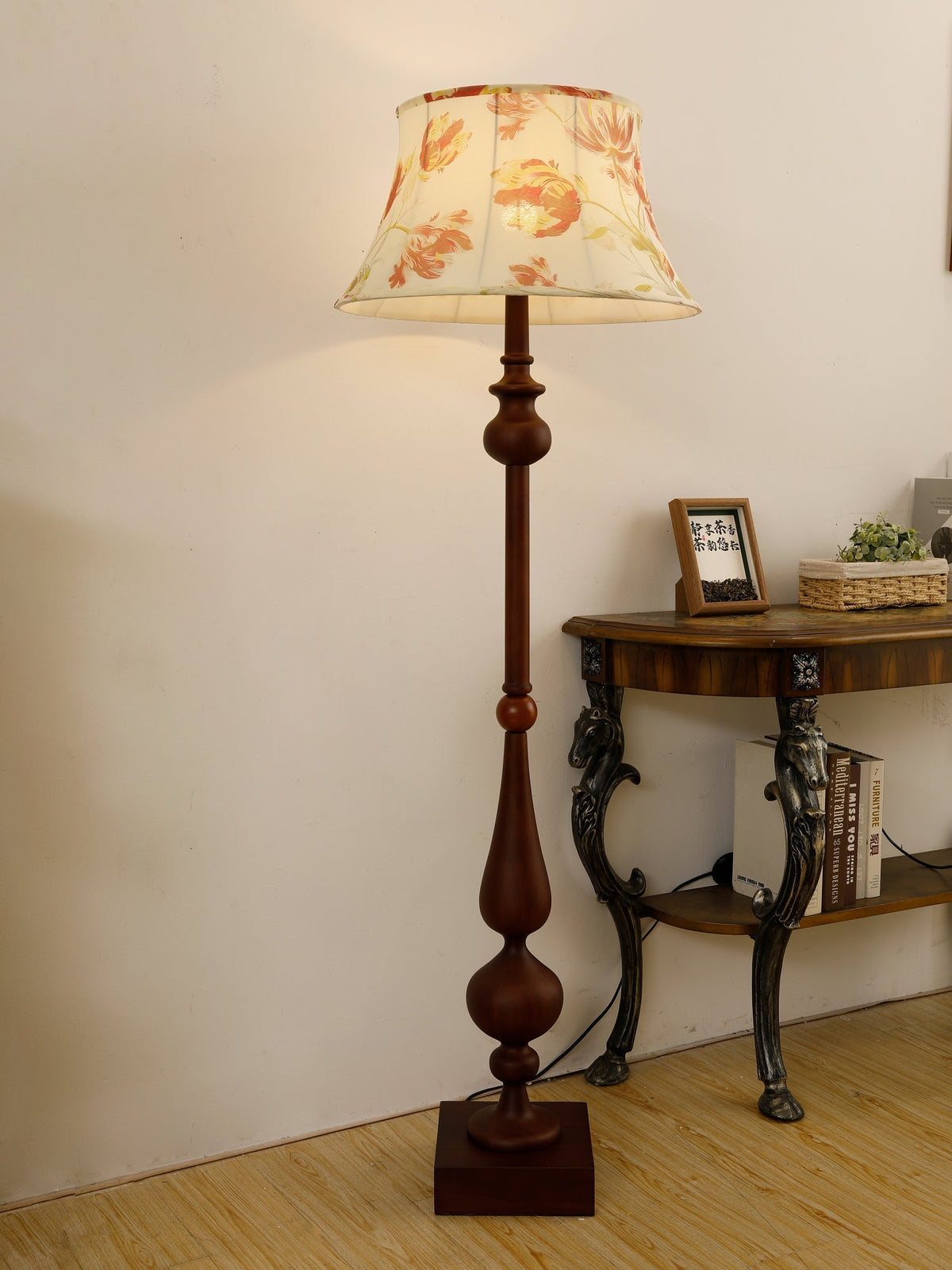 Floren Hout Stoffen Klassieke vloerlamp
