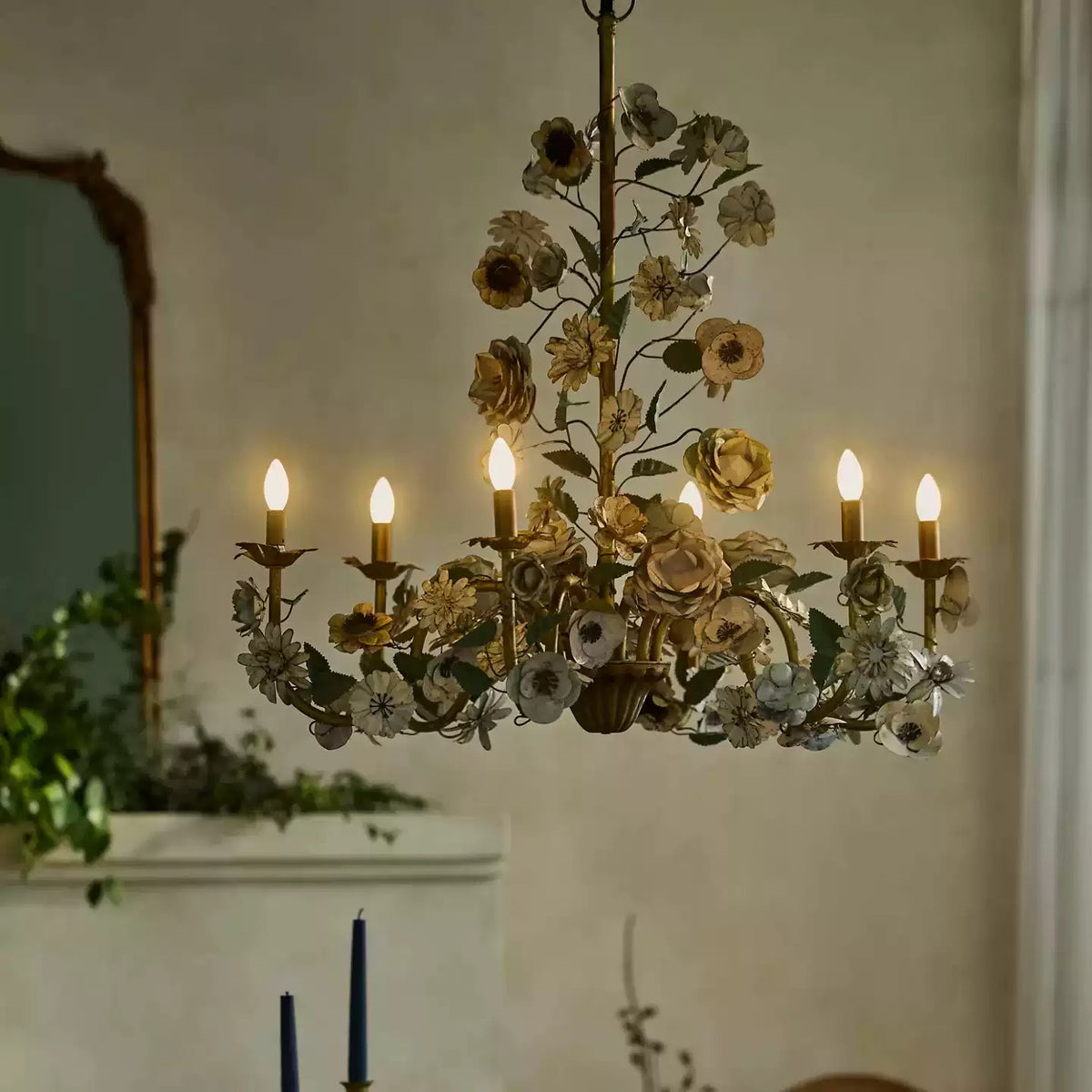 Vintage Bloemen Kroonluchter