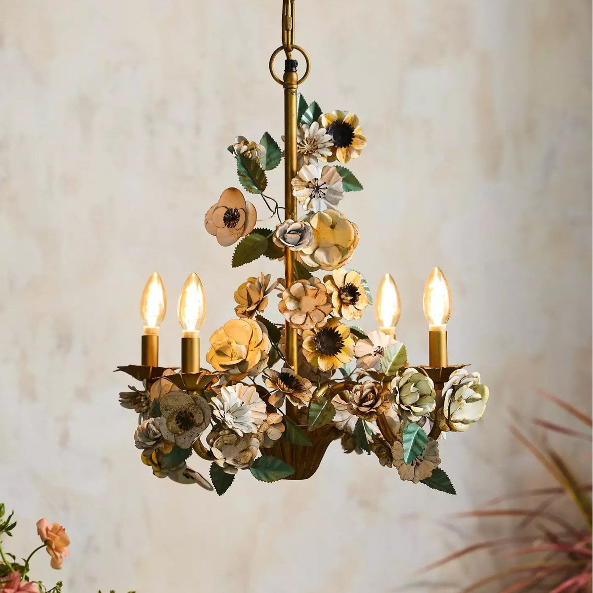 Vintage Bloemen Kroonluchter