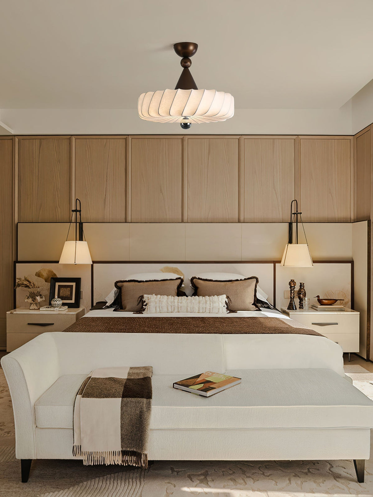 Zelore Swirl stof brons hanglamp