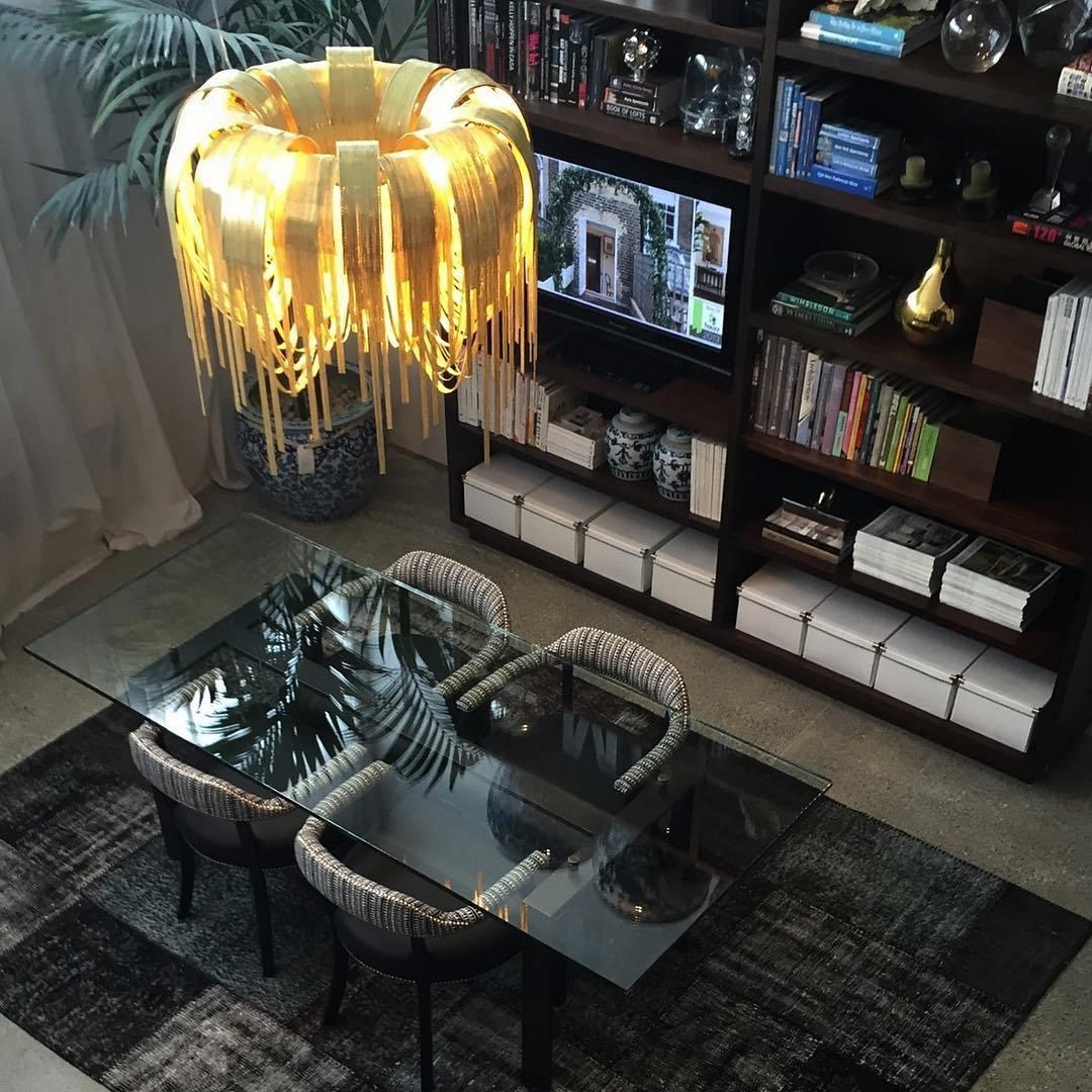 Tarien kroonluchter met gelaagde kettingen in nikklevering luxe