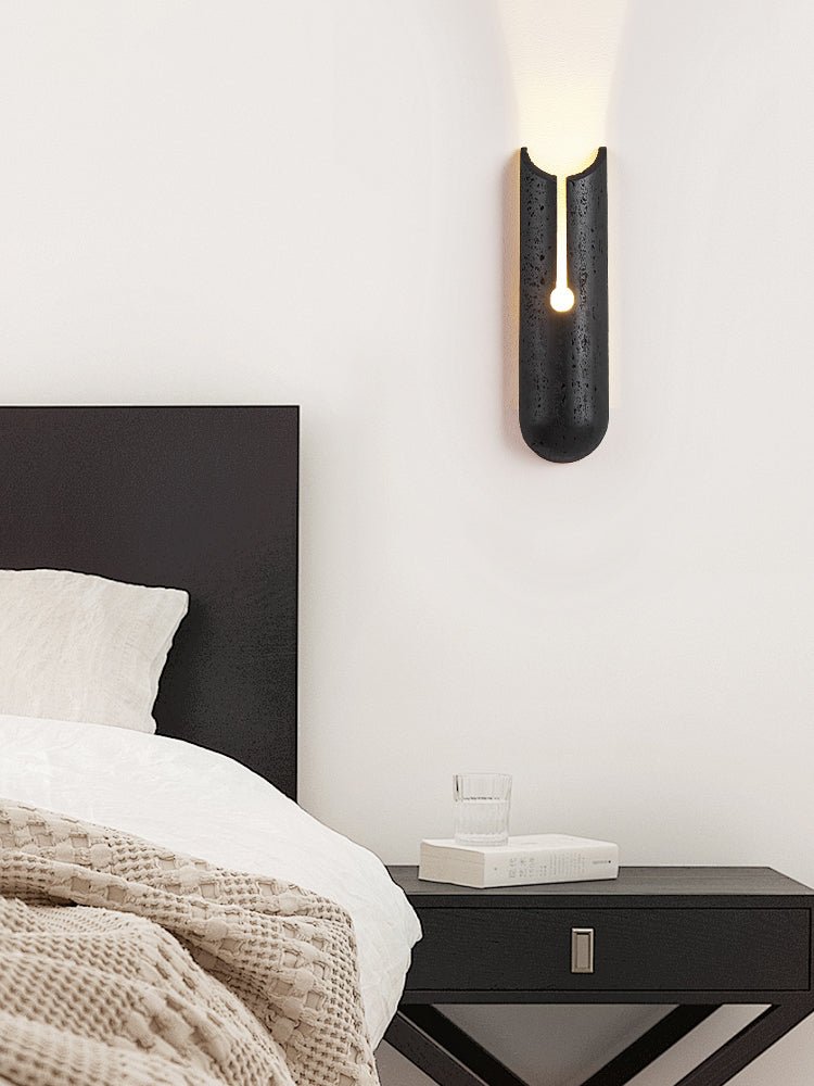 Elraeila Split Zwart travertin wandlamp