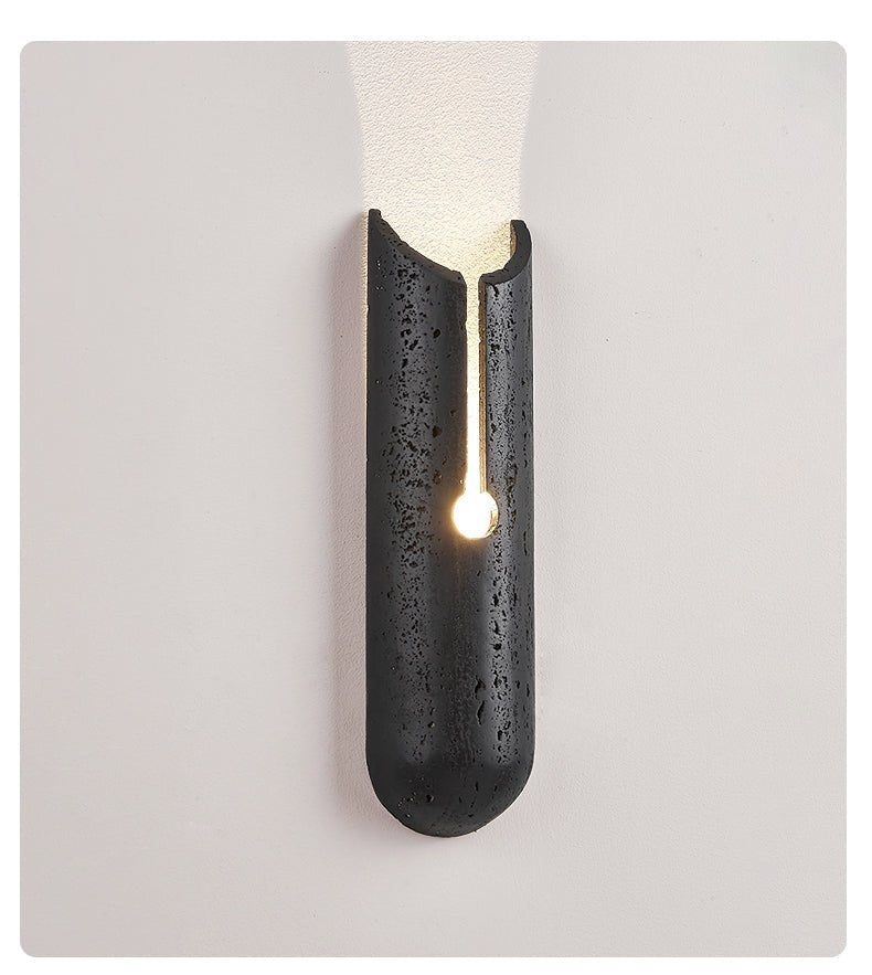Elraeila Split Zwart travertin wandlamp