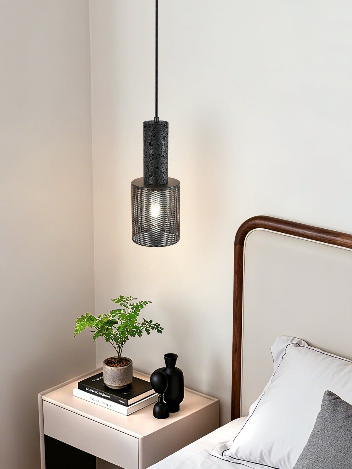 Mona Zwart travertin Metaal Mesh hanglamp