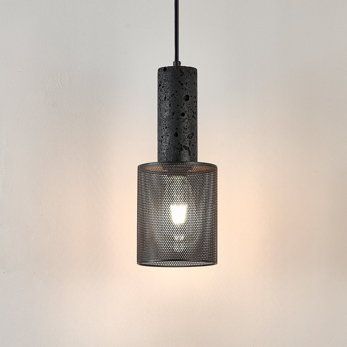 Mona Zwart travertin Metaal Mesh hanglamp