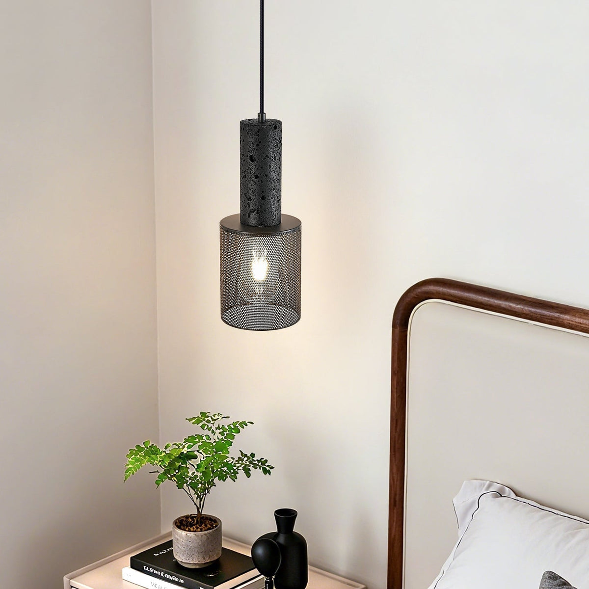 Mona Zwart travertin Metaal Mesh hanglamp