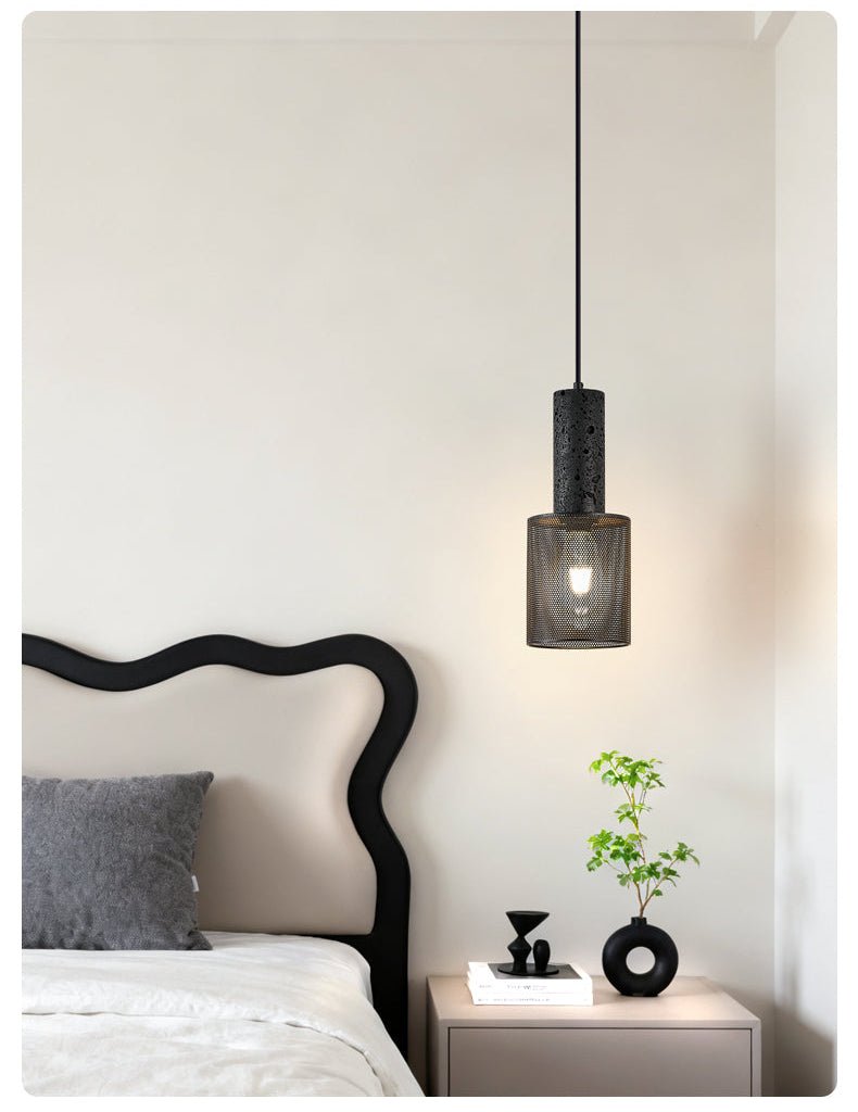 Mona Zwart travertin Metaal Mesh hanglamp