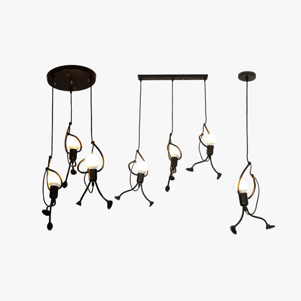 Salgado Retro Design Man LED Hanglamp Metaal Zwart/Wit Slaap/Woon/Eetkamer