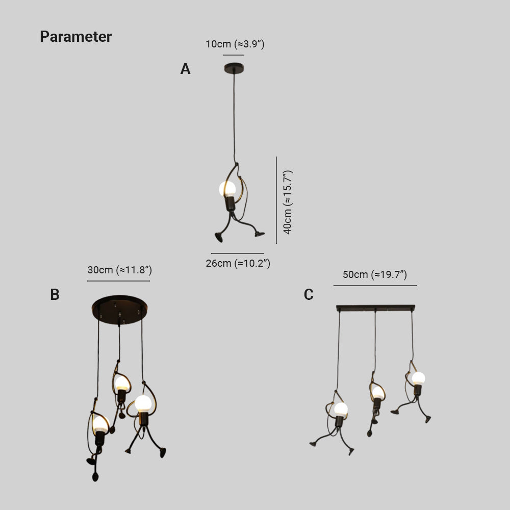 Salgado Retro Design Man LED Hanglamp Metaal Zwart/Wit Slaap/Woon/Eetkamer
