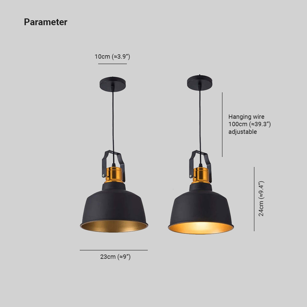 Alessio Industriele LED Hanglamp Zwart Goud Metaal Eetkamer Slaapkamer