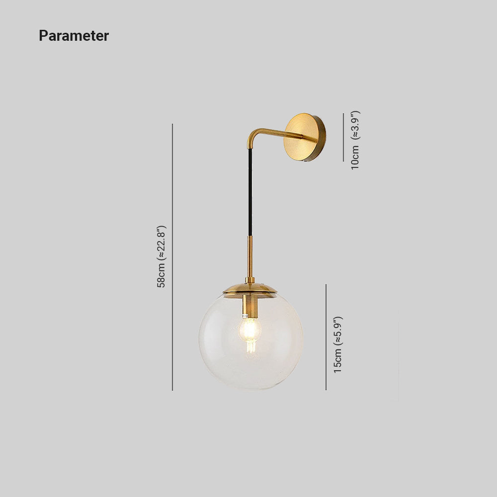 Valentina Moderne Single Hoofd LED Wandlampen Zwart Goud Metaal Glas Slaapkamer