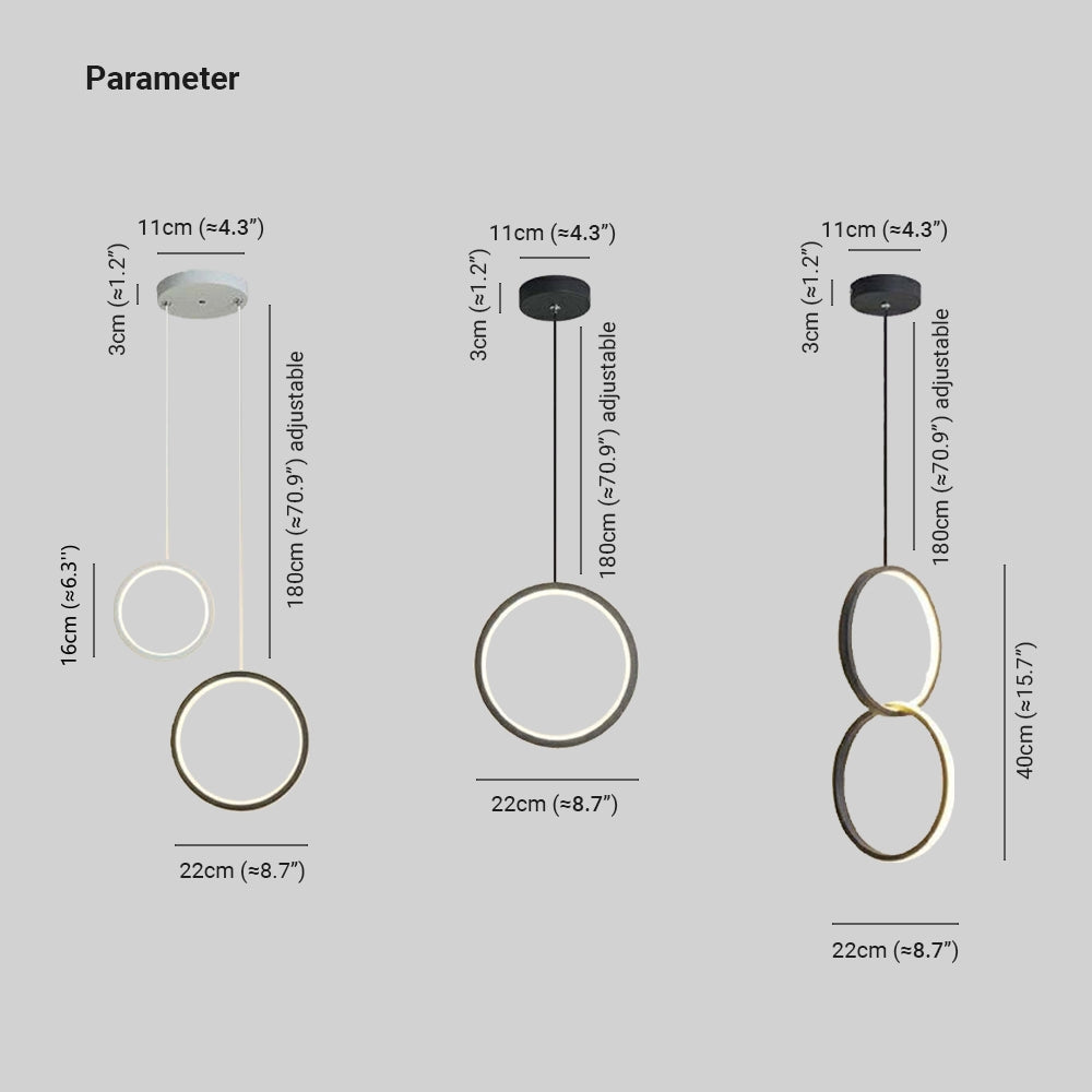 Nyla Moderne Rond LED Hanglampen Metaal/Acryl Zwart/Wit Woonkamer/Slaapkamer