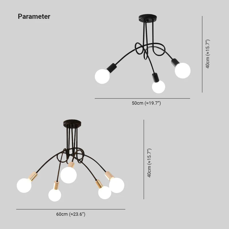 Valentina Moderne Lineaire Curve Plafondlampen Goud Zwart Woonkamer Slaapkamer