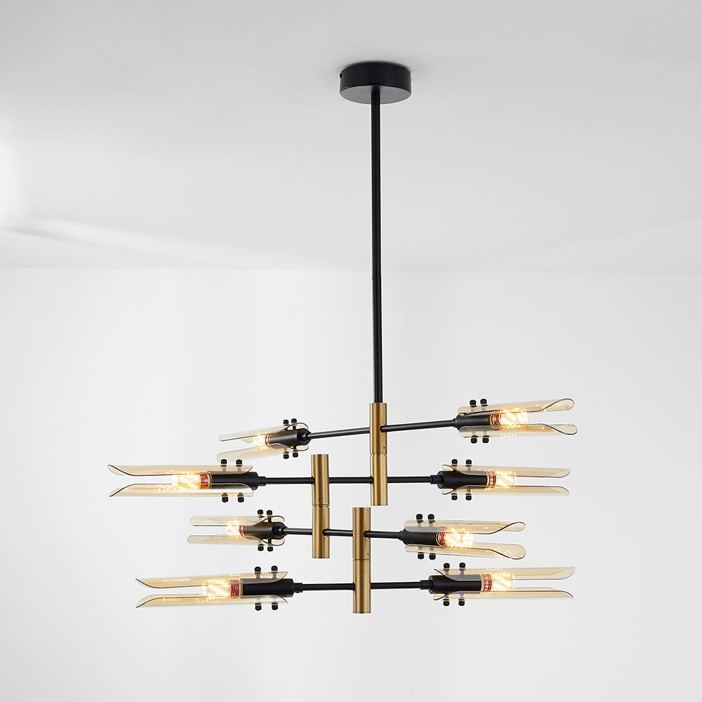 Sanna Moderne Plafondlamp Metaal/Glas Half-Inbouw Grijs/Amber Slaap/Eetkamer
