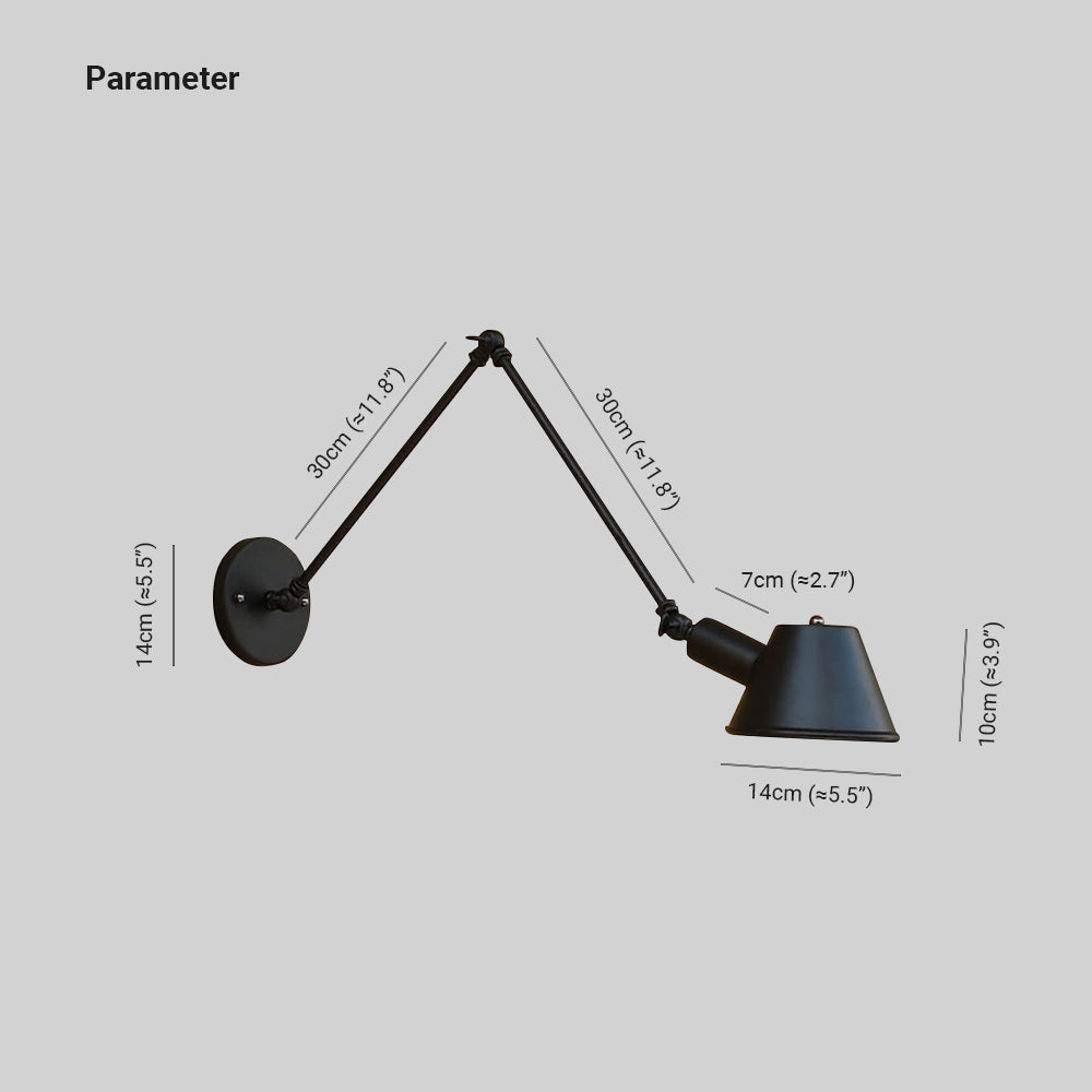 Brady Retro Design LED Wandlampen Zwart Metaal Slaapkamer Woonkamer