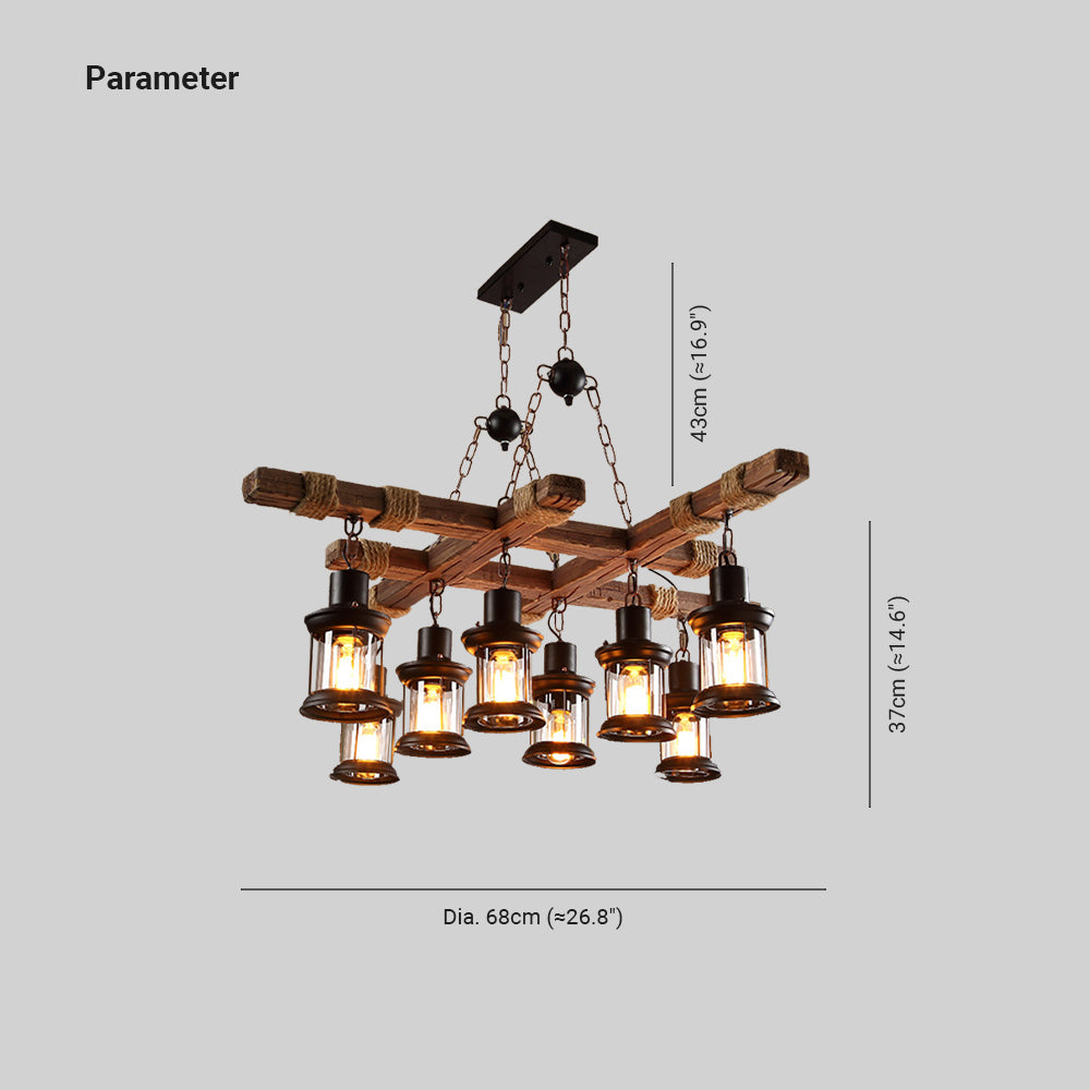 Austin Industriële LED Klassieke Kroonluchters Hout Glas Woonkamer