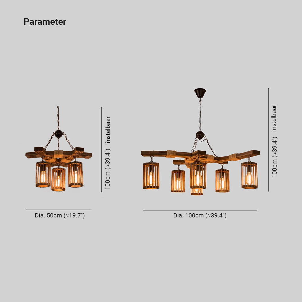 Austin Retro LED Kroonluchters Hout Restaurant/Woonkamer/Bar