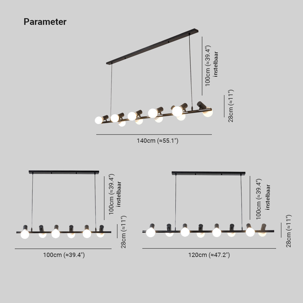 Alessio Vintage LED Kroonluchters Zwart Metaal Eetkamer/Woonkamer/Bar