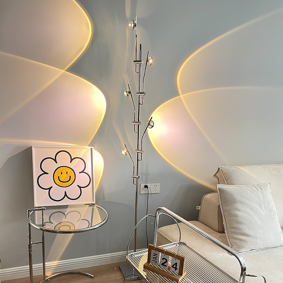Receiv staal vloerlamp