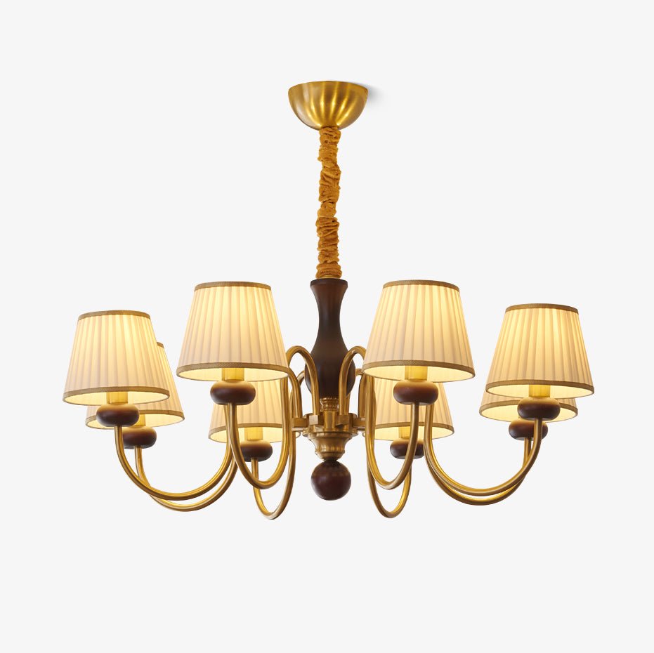 Erthaos Traditionele Elegante Kroonluchter met Plooistof en Hout