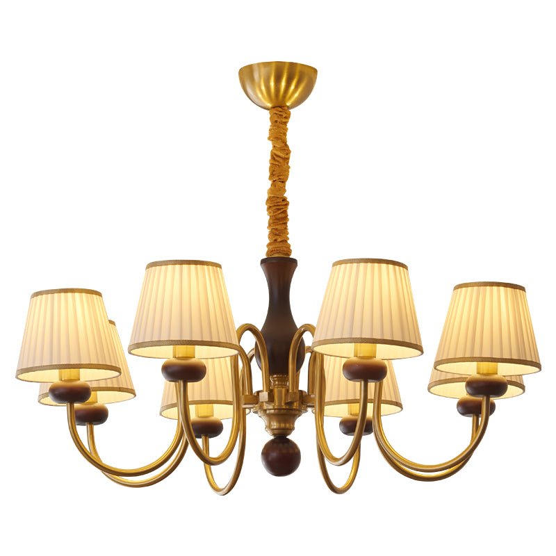 Erthaos Traditionele Elegante Kroonluchter met Plooistof en Hout