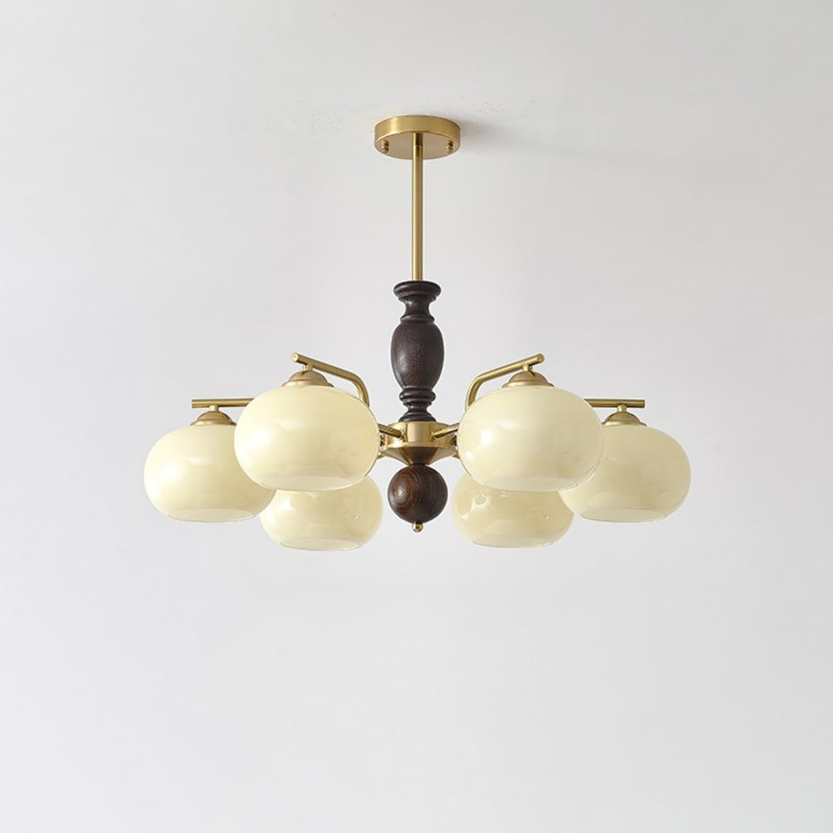 Elverora Kroonluchter Walnoot Beige Bolvormig