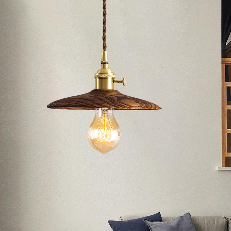 Veldra Retro hanglamp van messing en walnoot
