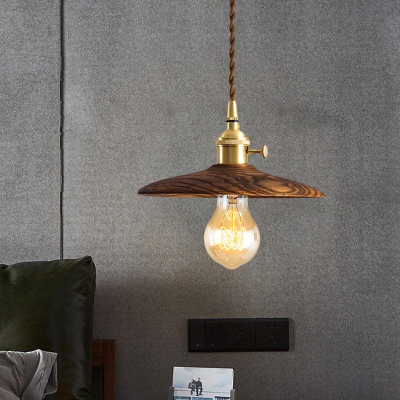 Veldra Retro hanglamp van messing en walnoot