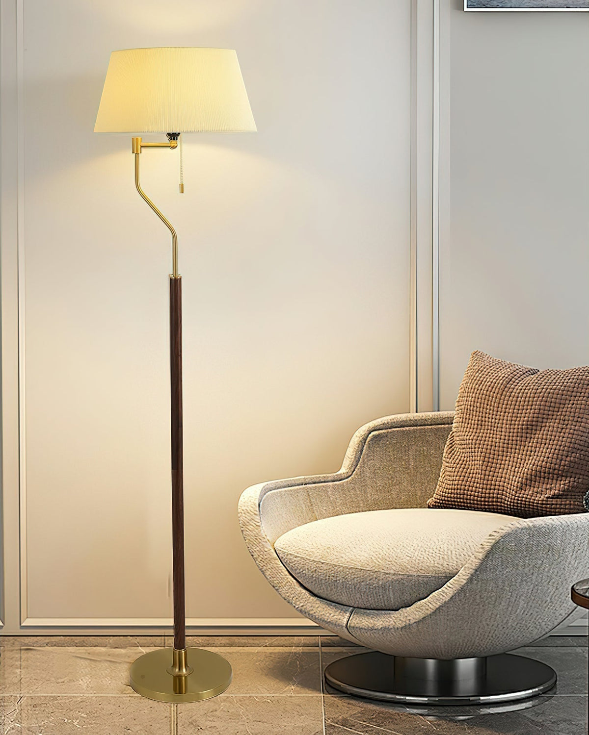 Elverine Walnoot fluister vloerlamp