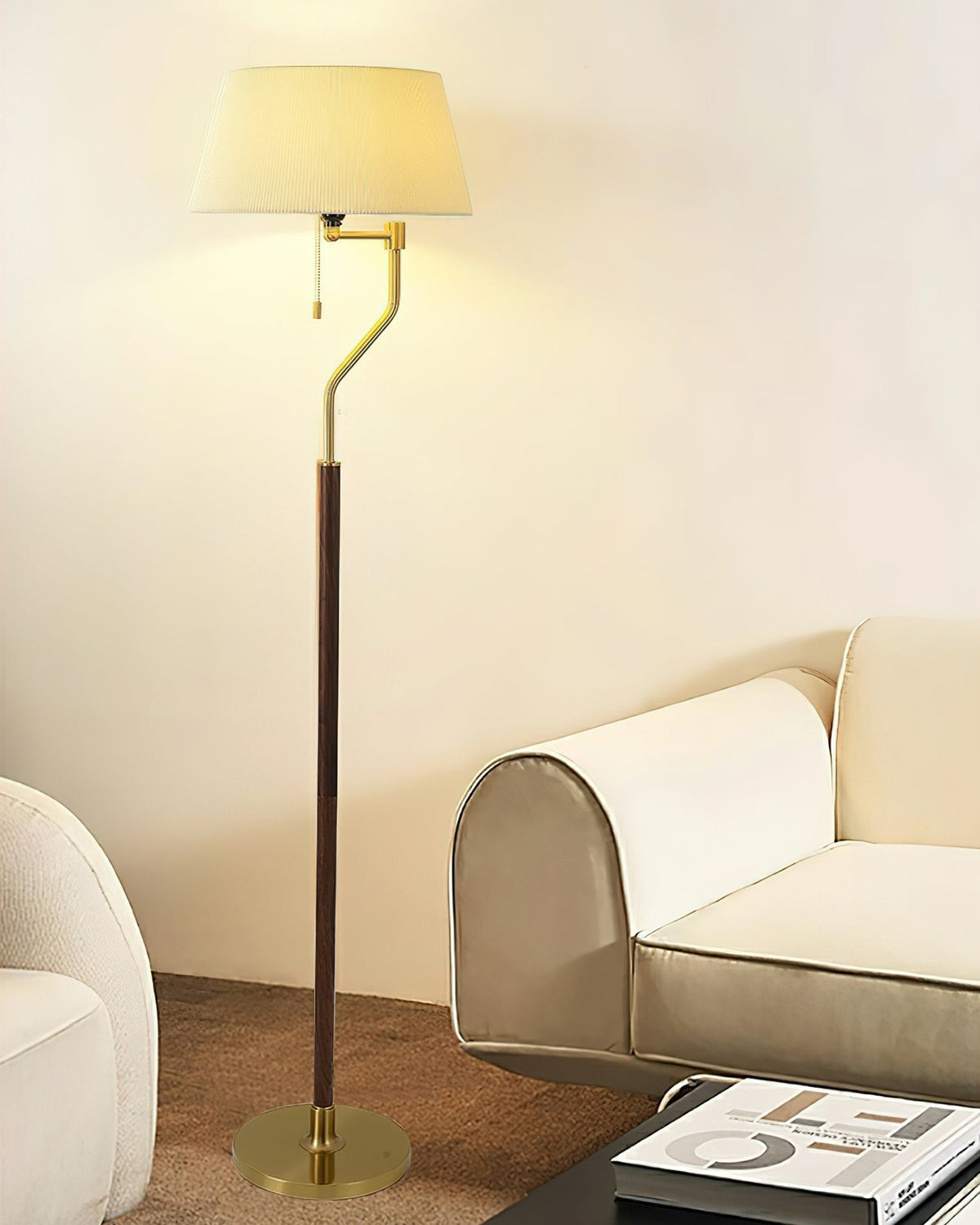 Elverine Walnoot fluister vloerlamp