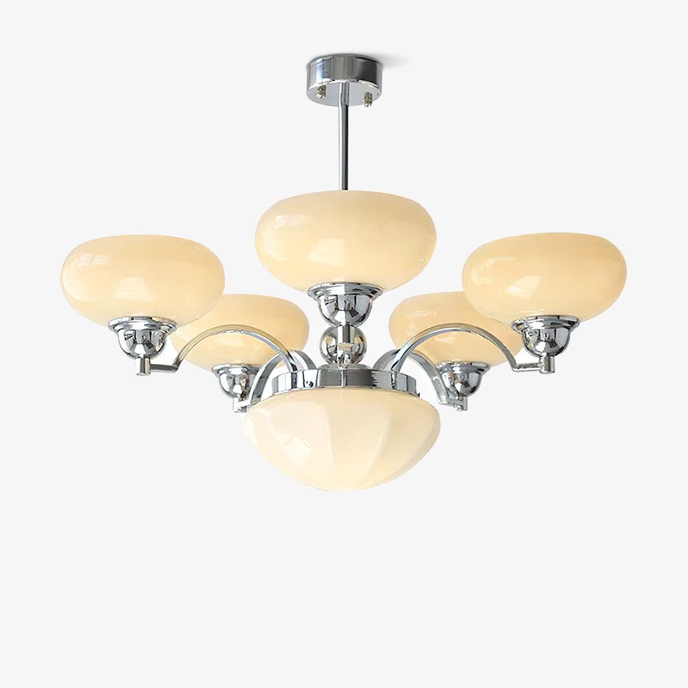 Veliniel kroonluchter Warre Satin Nickel glas IJzer