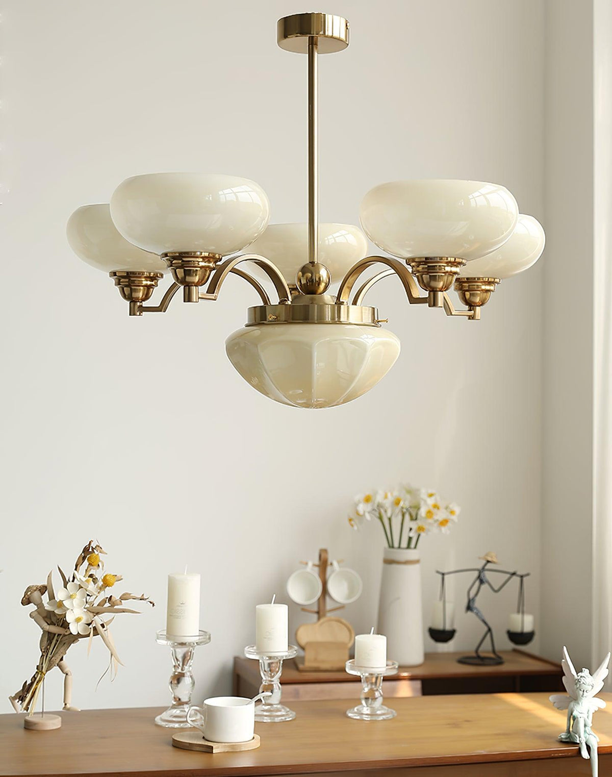 Veliniel kroonluchter Warre Satin Nickel glas IJzer