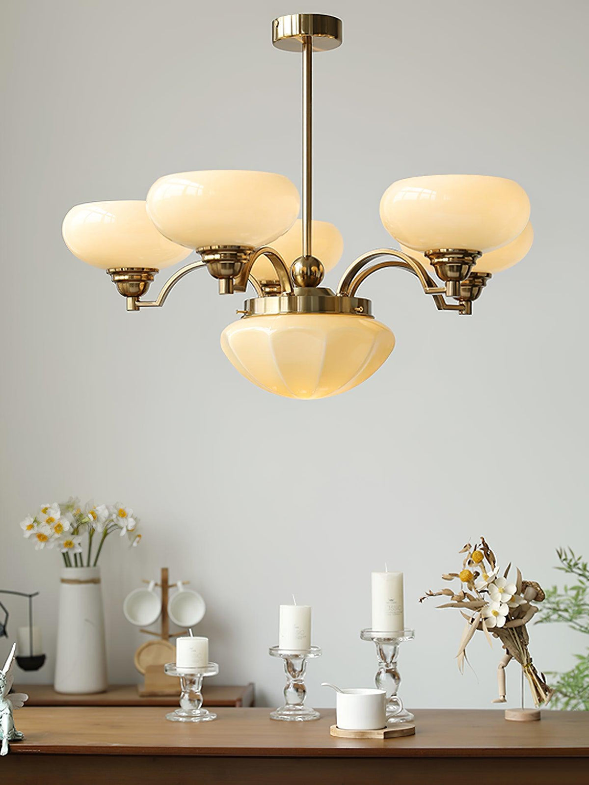 Veliniel kroonluchter Warre Satin Nickel glas IJzer