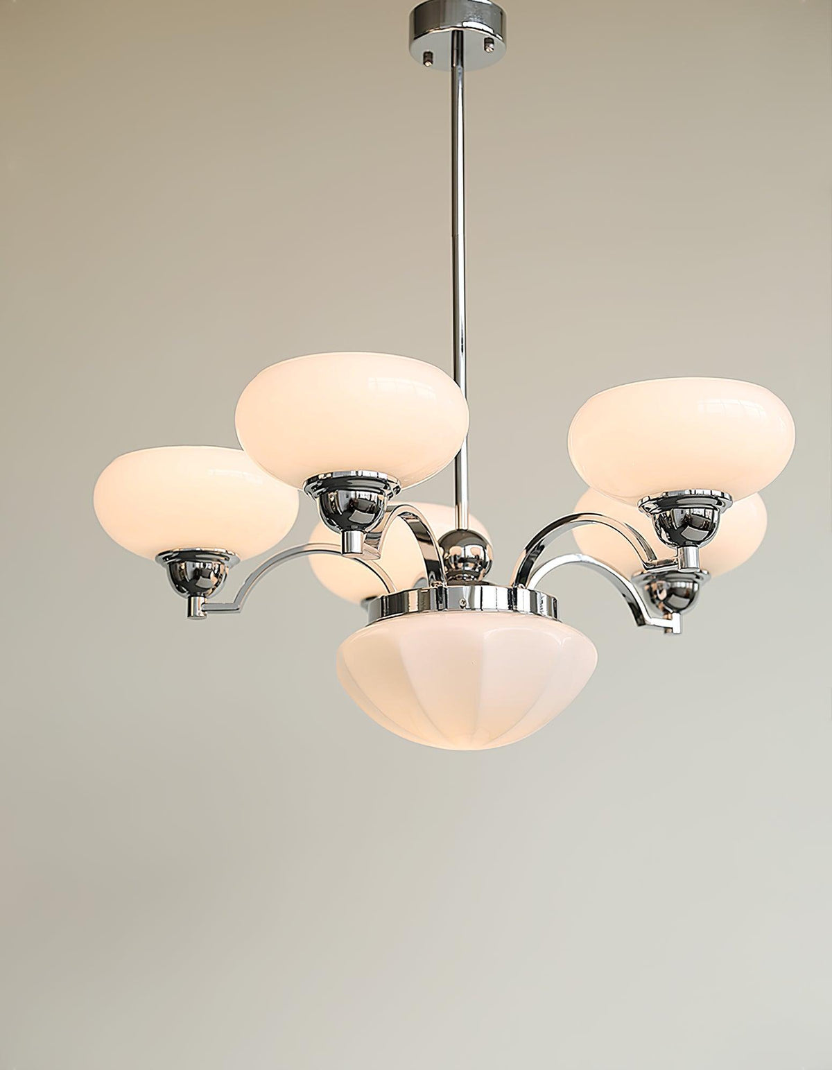 Veliniel kroonluchter Warre Satin Nickel glas IJzer