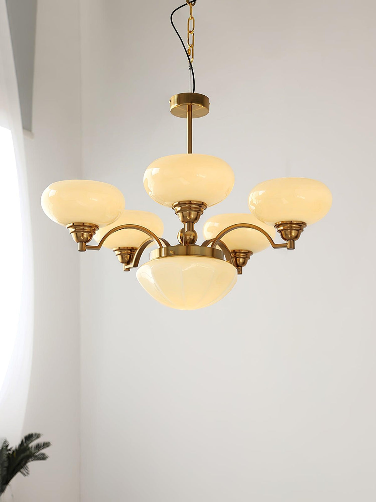 Veliniel kroonluchter Warre Satin Nickel glas IJzer