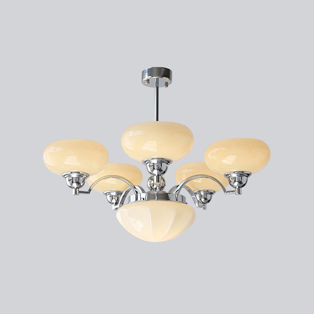 Veliniel kroonluchter Warre Satin Nickel glas IJzer