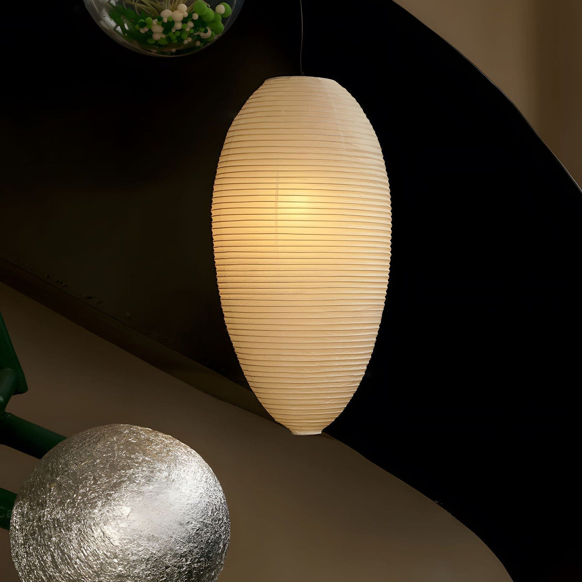 Myraean Moderne minimalistische hanglamp met bamboe en papier in kastanjebruin
