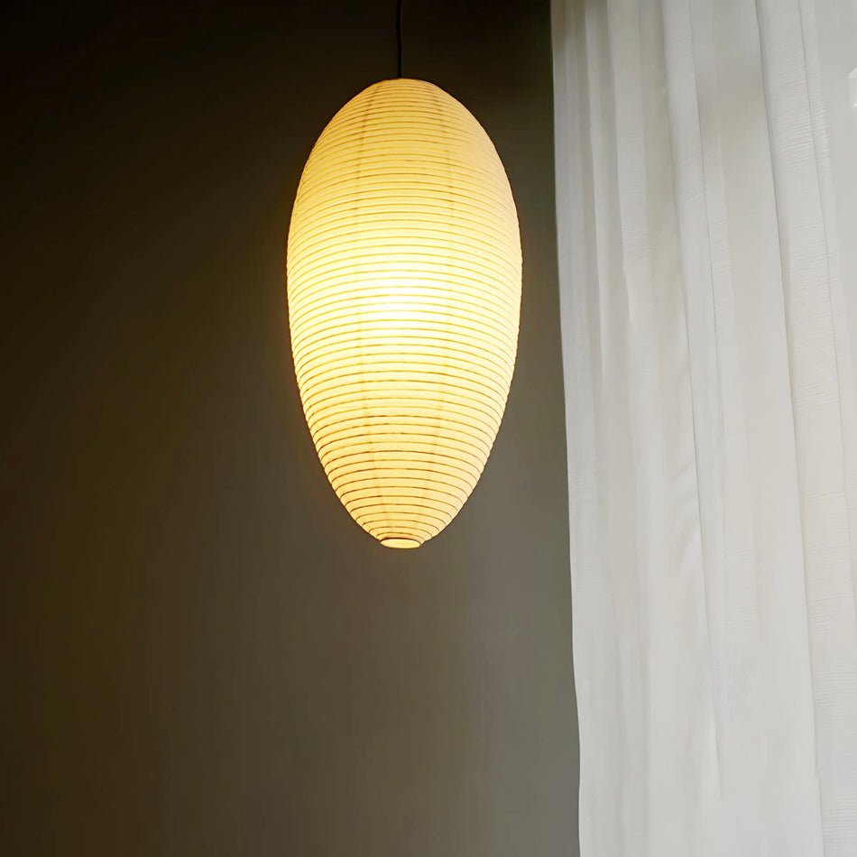 Myraean Moderne minimalistische hanglamp met bamboe en papier in kastanjebruin