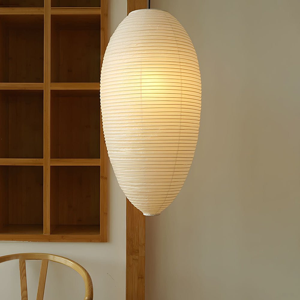Myraean Moderne minimalistische hanglamp met bamboe en papier in kastanjebruin