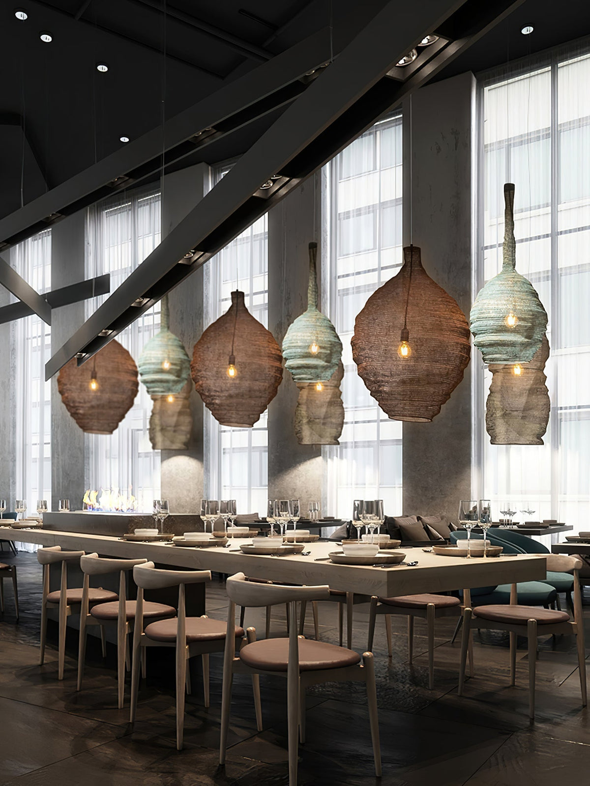 Vae industriële hanglamp van draad