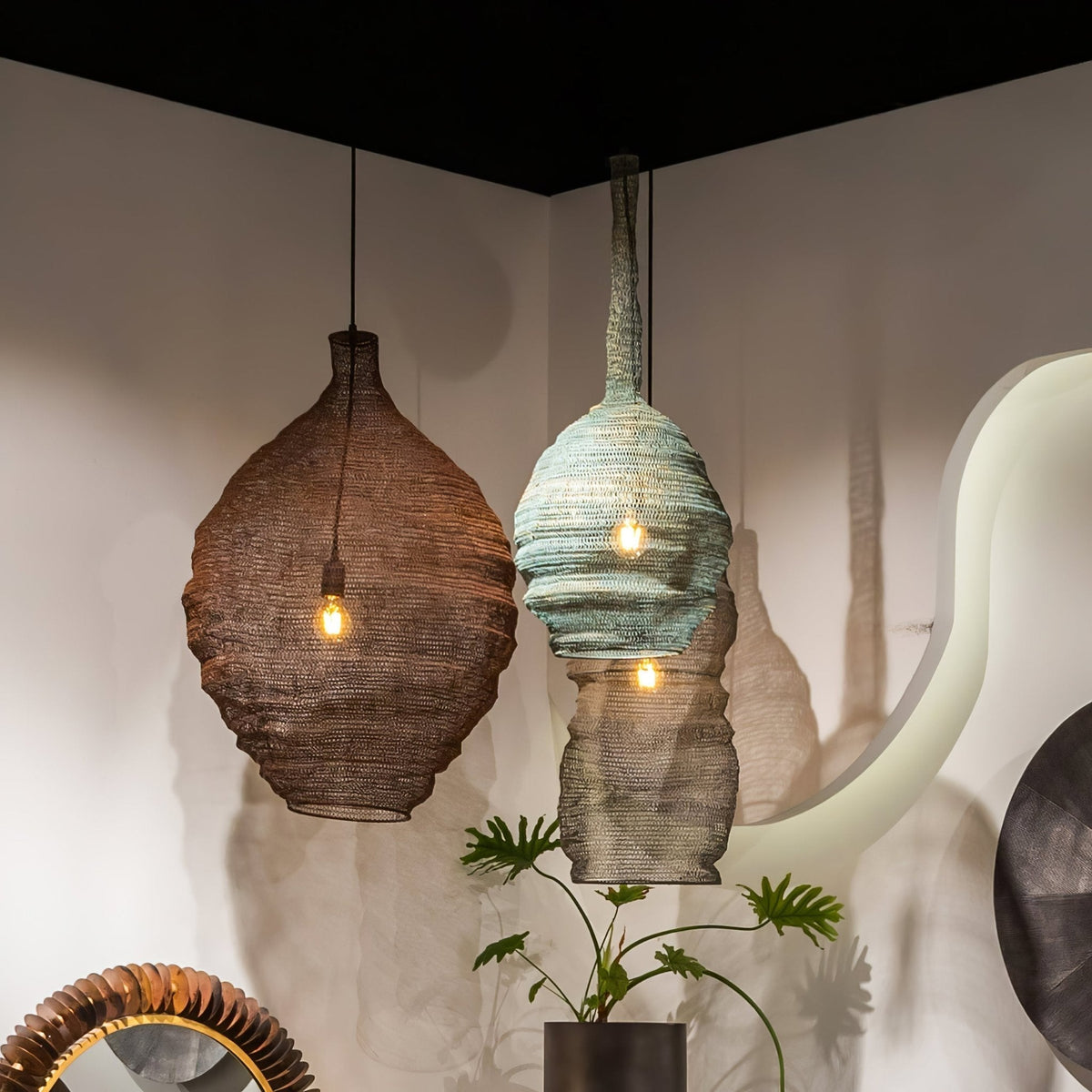 Vae industriële hanglamp van draad