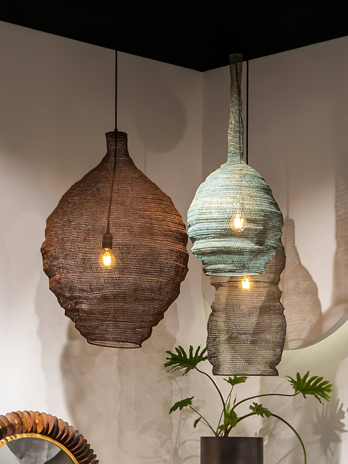 Vae industriële hanglamp van draad
