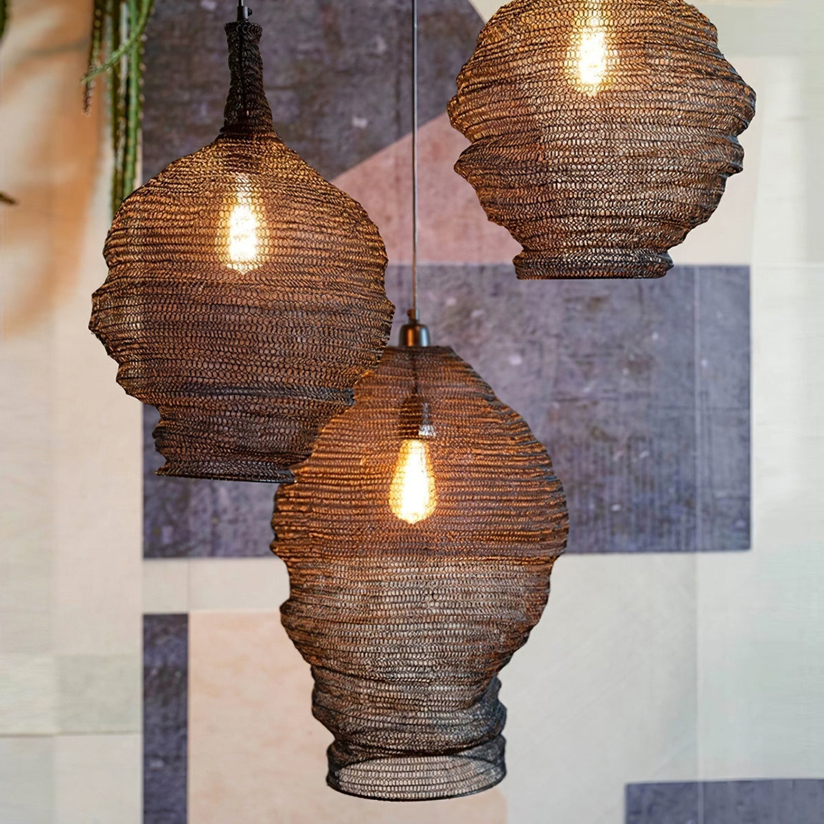 Vae industriële hanglamp van draad