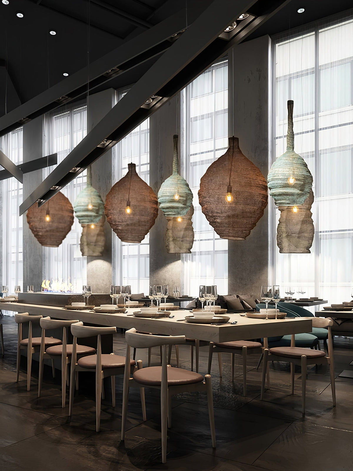 Vae industriële hanglamp van draad