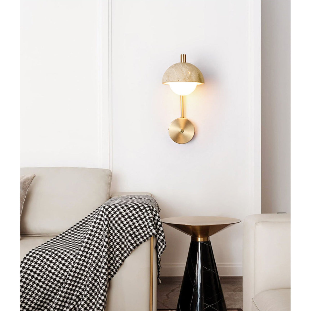 Valelaine wandlamp met travertin